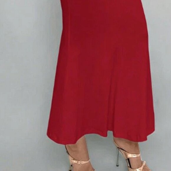 Elegant Evening Gown With Deep V-Neck Extra Long Lenght Burgundy - Picture 4 of 4